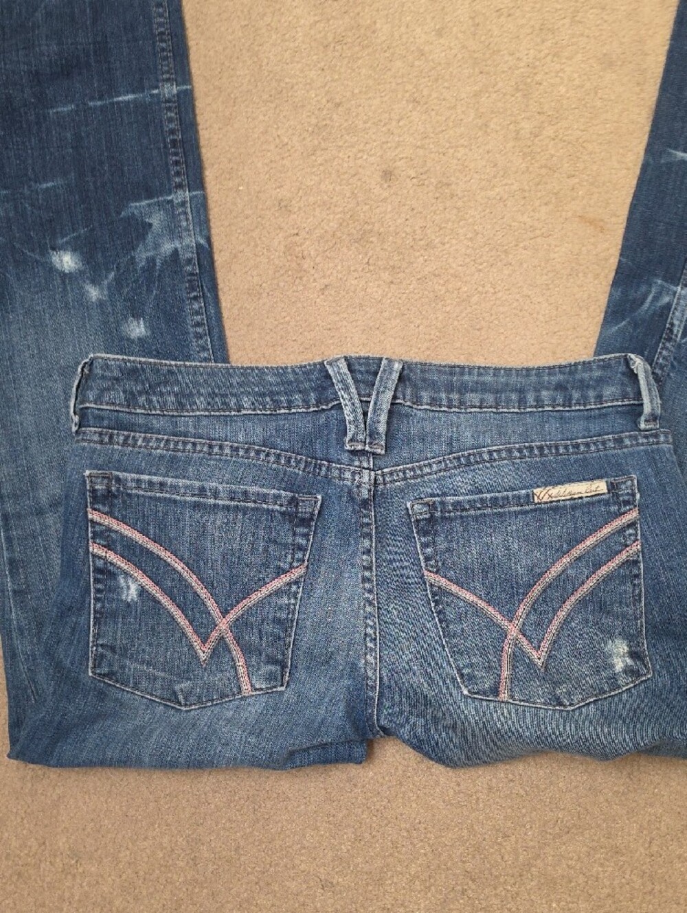 William Rast Dark Blue Bootcut Low Rise Jeans with Faded Distressing Size 29 - Picture 7 of 7